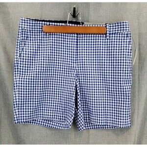 NWT Talbots Shorts Womens 10 Blue Gingham Check Girlfriend Chino 7” Inseam